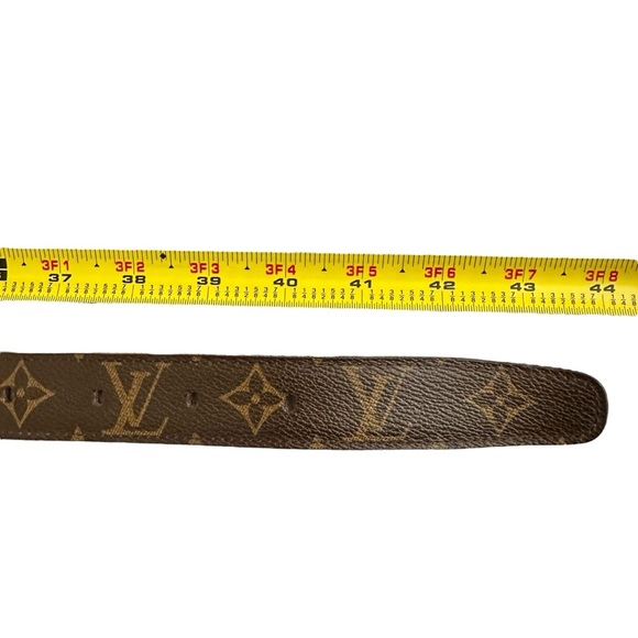 Authentic Louis Vuitton Brown Monogram Leather & Gold Belt Size 100/40 - Picture 12 of 16